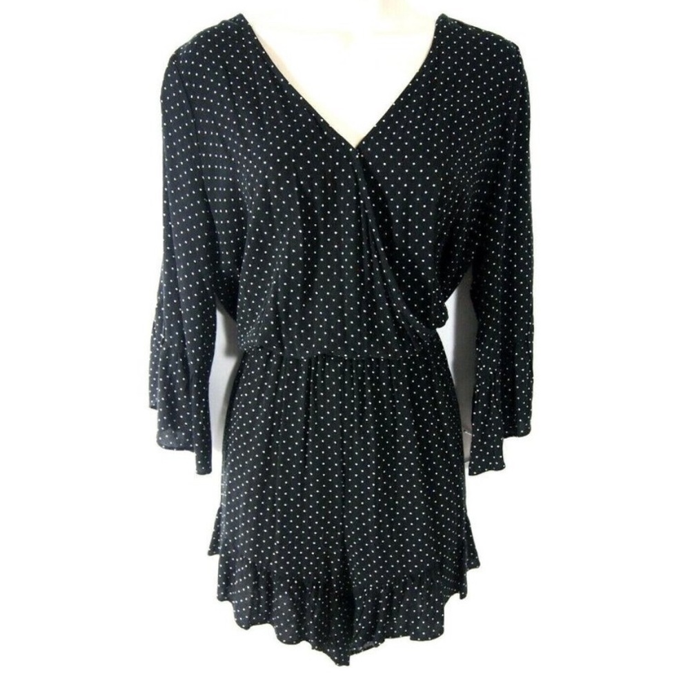 Black and white Polka dot jumpsuit ruffle short size medium